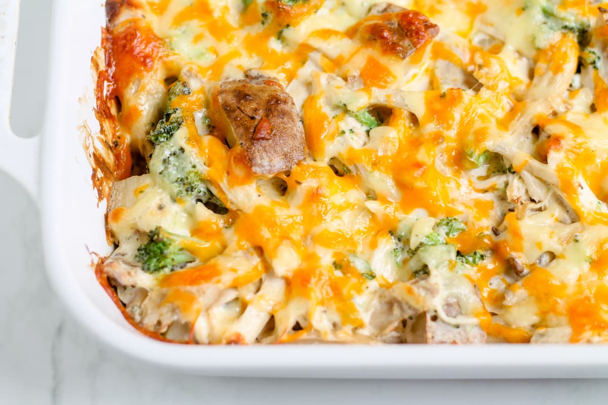 Ingredients in a casserole dish.