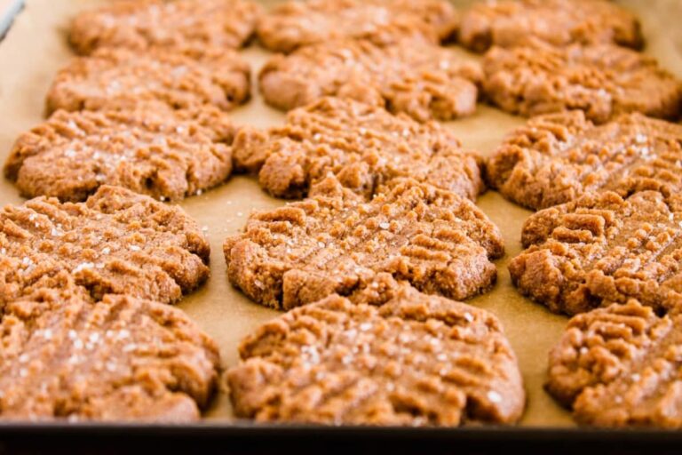 A tray of Low Carb Peanut Butter Cookies.