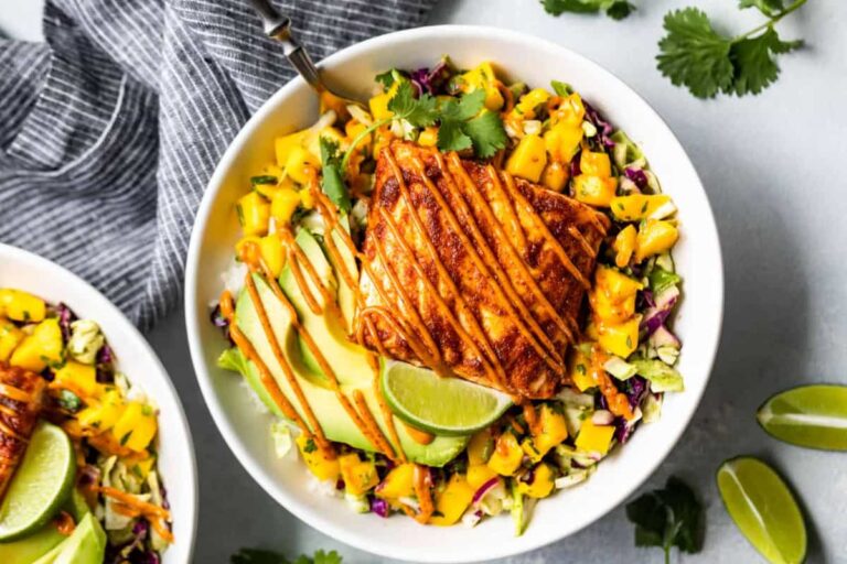 Overhead image of Fish Taco Bowls.