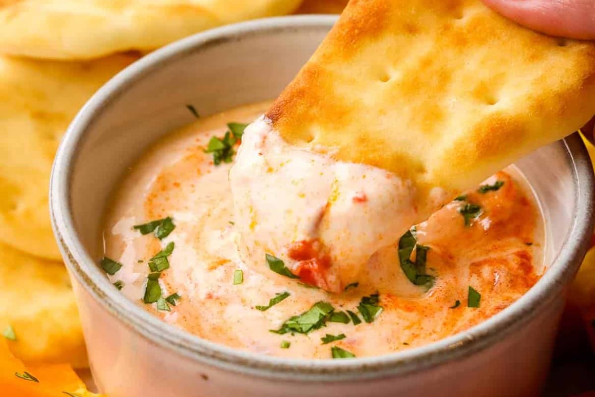 A bowl of Harissa Yogurt Dip.
