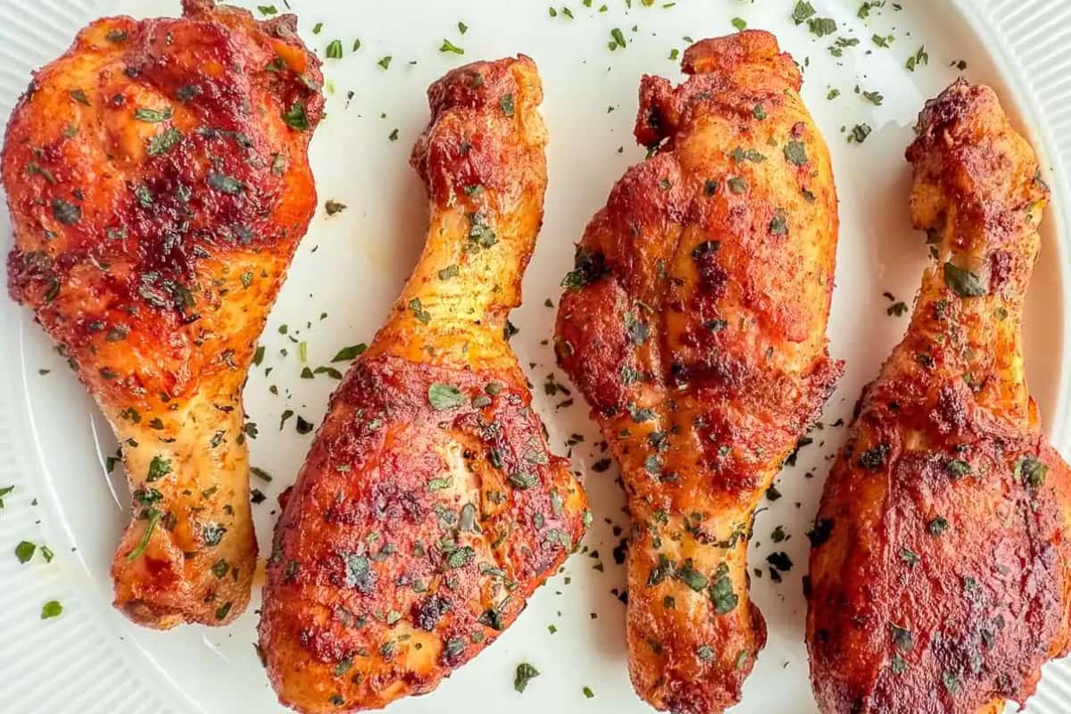 A plate of Pan Fried Chicken Legs (Indian Style).