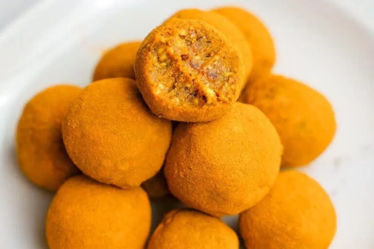 A plate of Golden Berry Turmeric Bliss Balls.