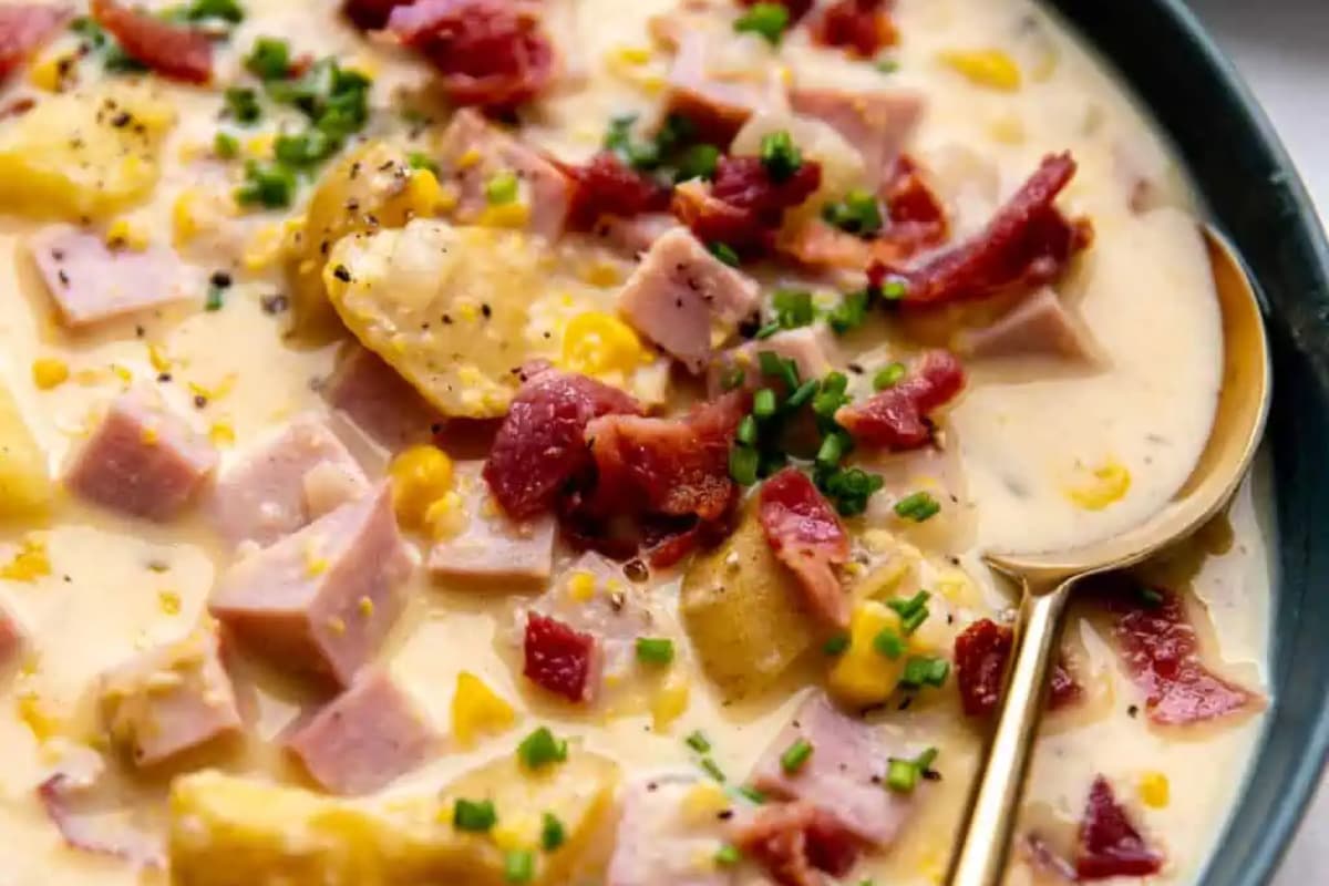 A bowl of Easy Corn Chowder.