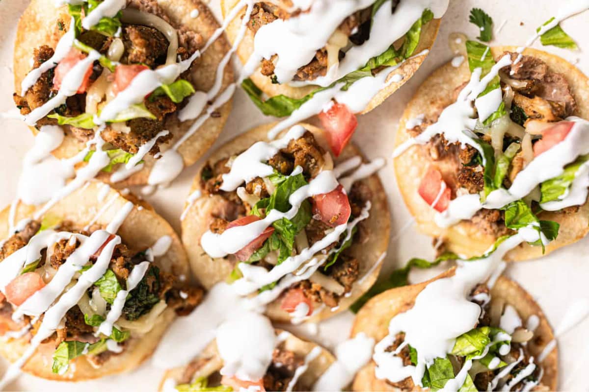 A plate of Easy Sheet Pan Tostadas.