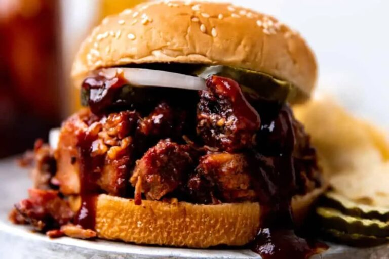 A plate of Smoked BBQ Beef Sandwiches.