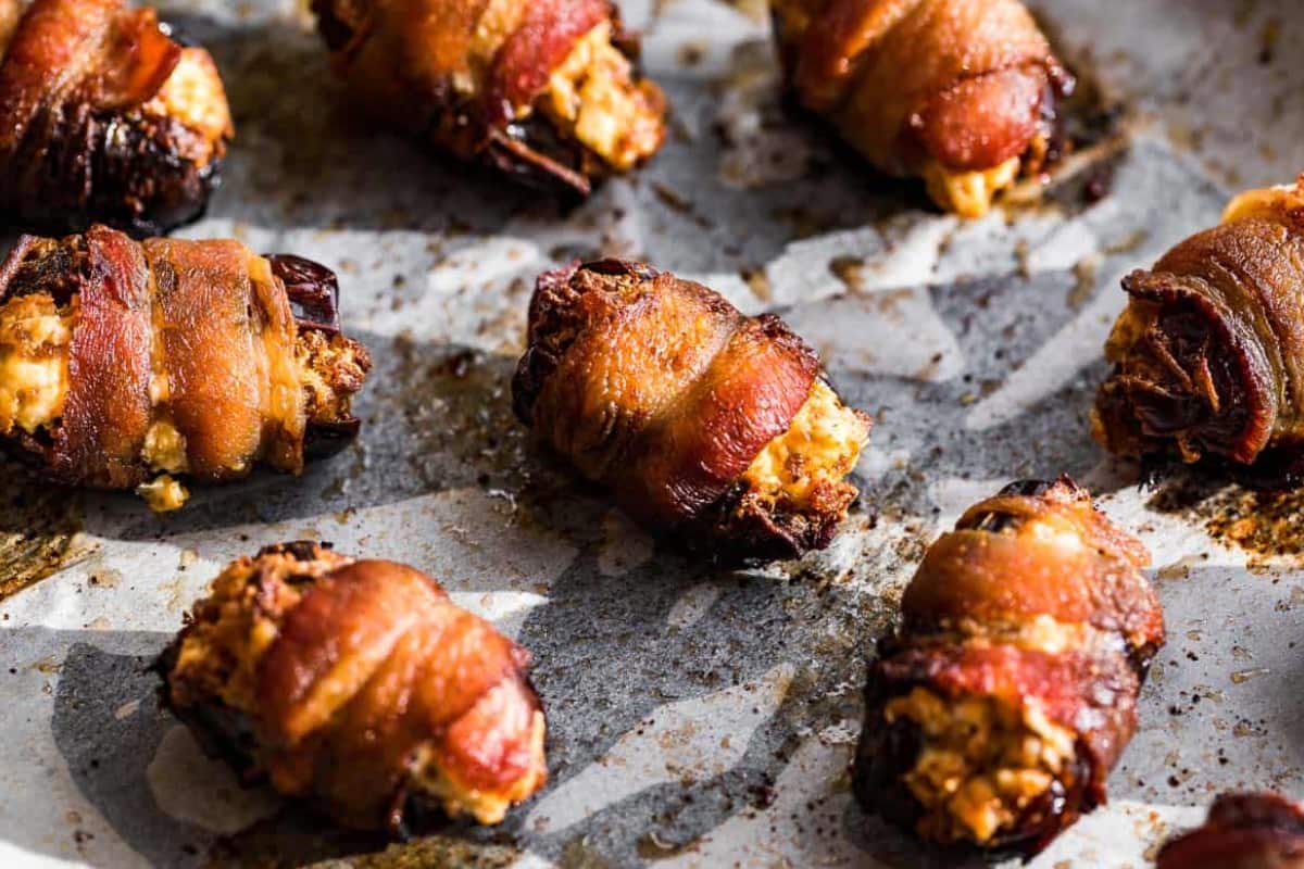 A plate of Bacon Wrapped Dates.