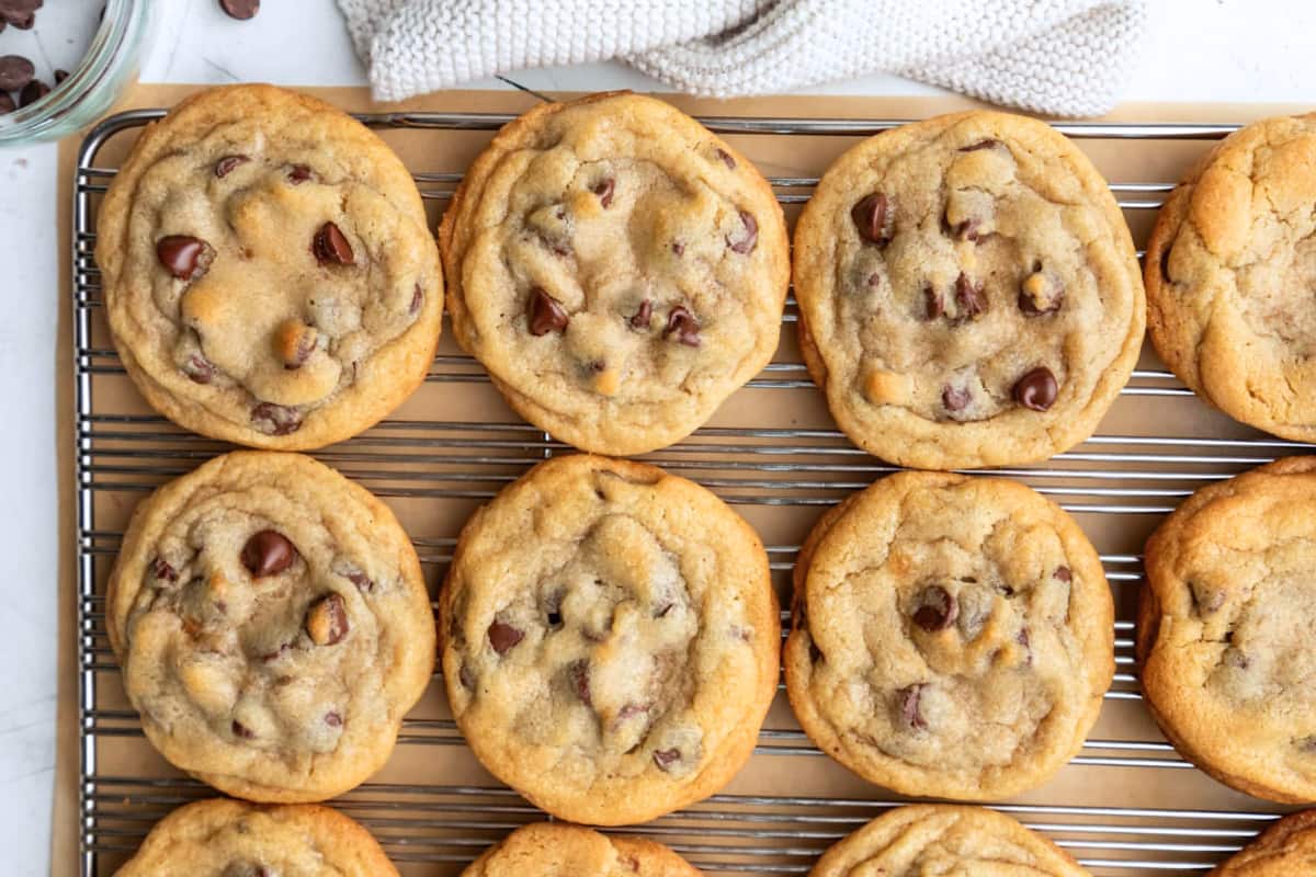 A tray of Bakery-Style Chocolate Chip Cookies.