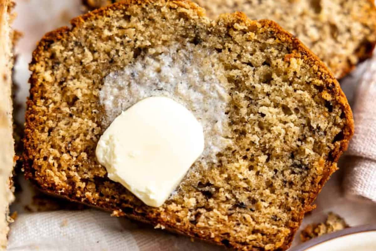 A plate of Buttermilk Banana Bread.