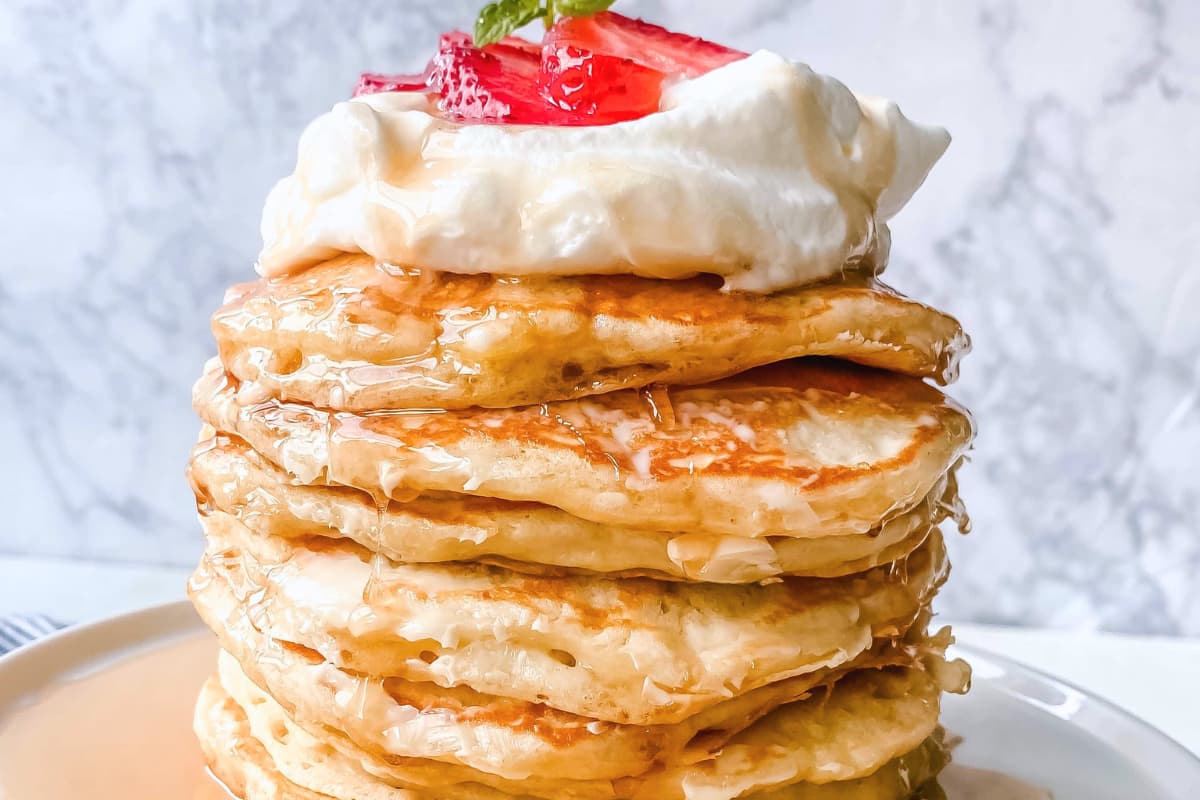 A plate of Best Buttermilk Pancakes.