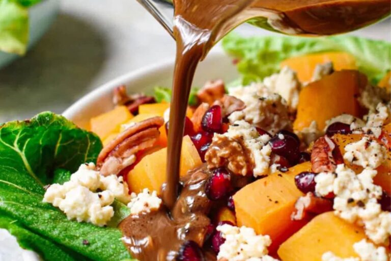 A plate of Butternut Squash Pomegranate Salad.