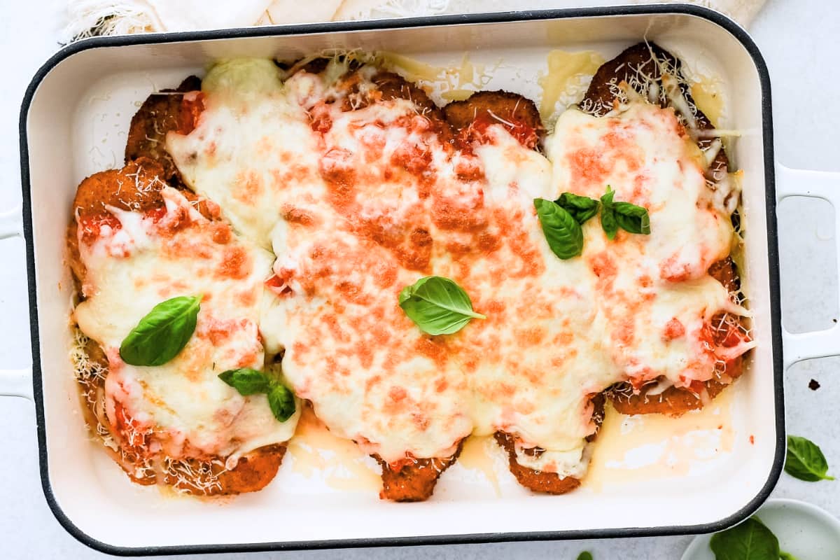 A dish of Chicken Parmesan Recipe.