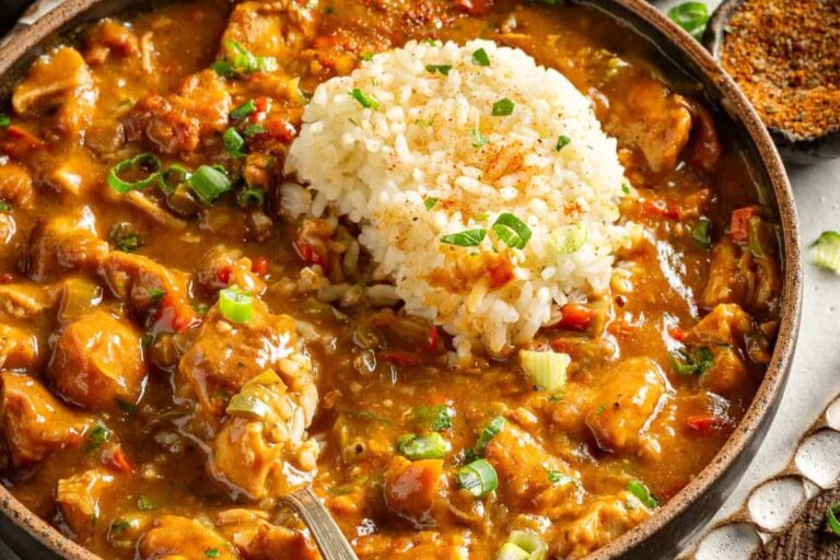 A bowl of Chicken Étouffée.