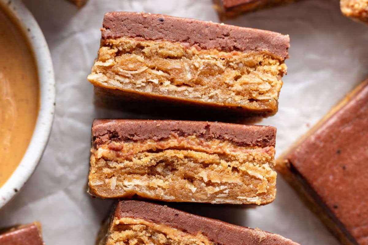 A plate of Peanut Butter Bars.