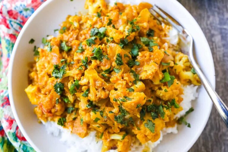 A bowl of Coconut Cauliflower Curry.