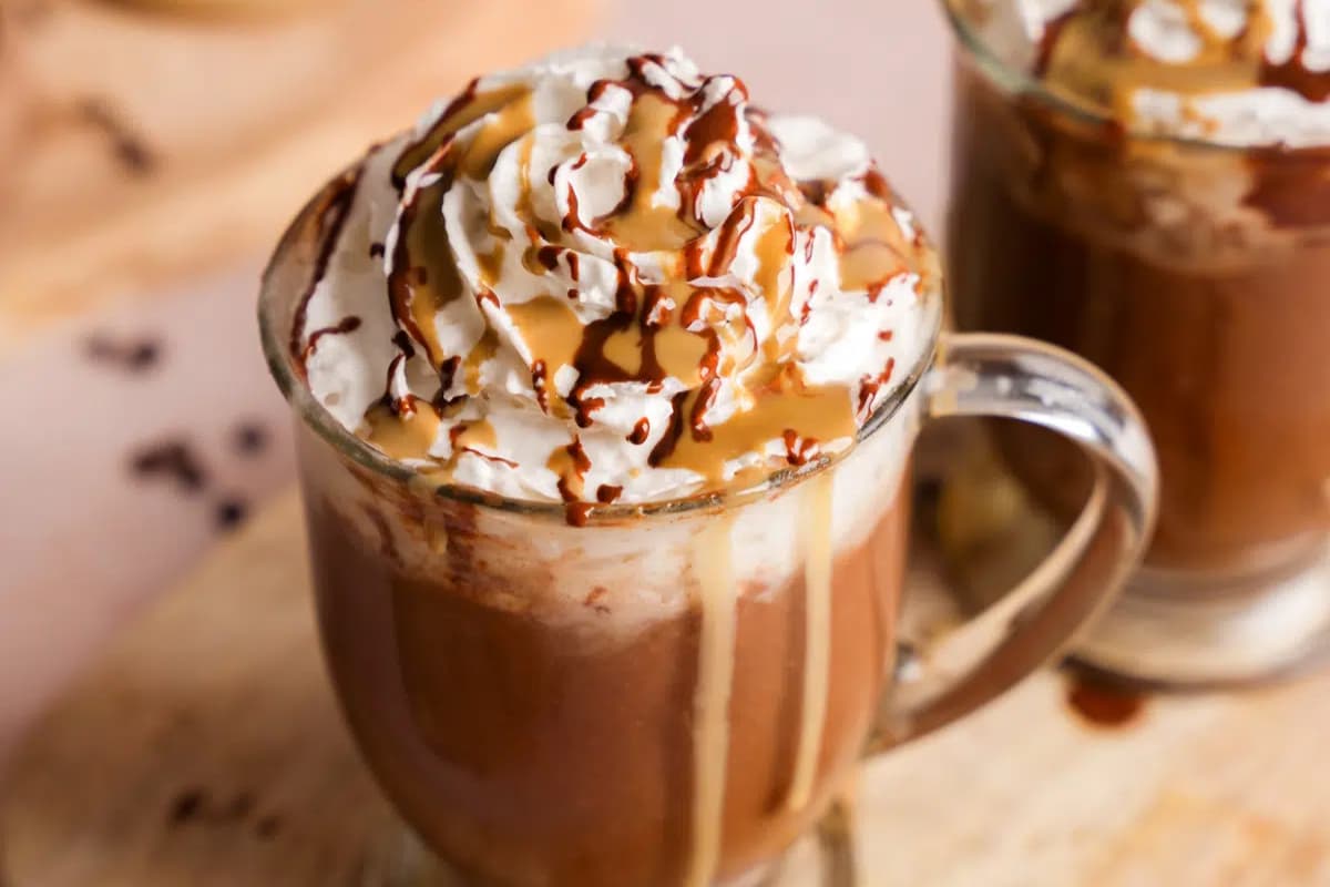 A mug of Creamy SunButter Hot Chocolate.