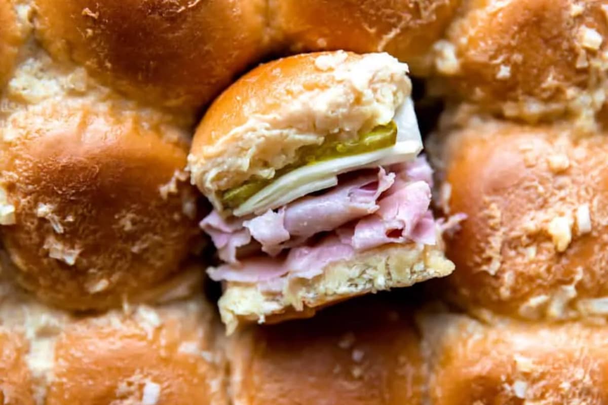 A platter of Cuban Sliders.