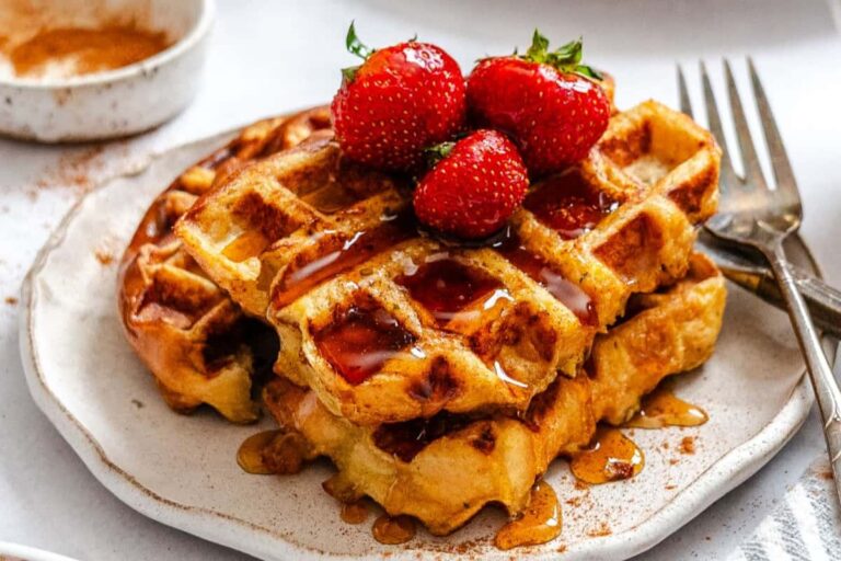 A plate of French Toast Waffles.
