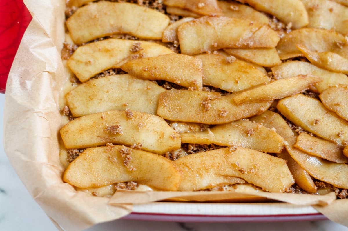 Ingredients in a baking dish.