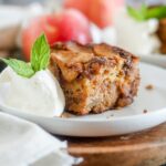 A plate of gluten free apple cake.
