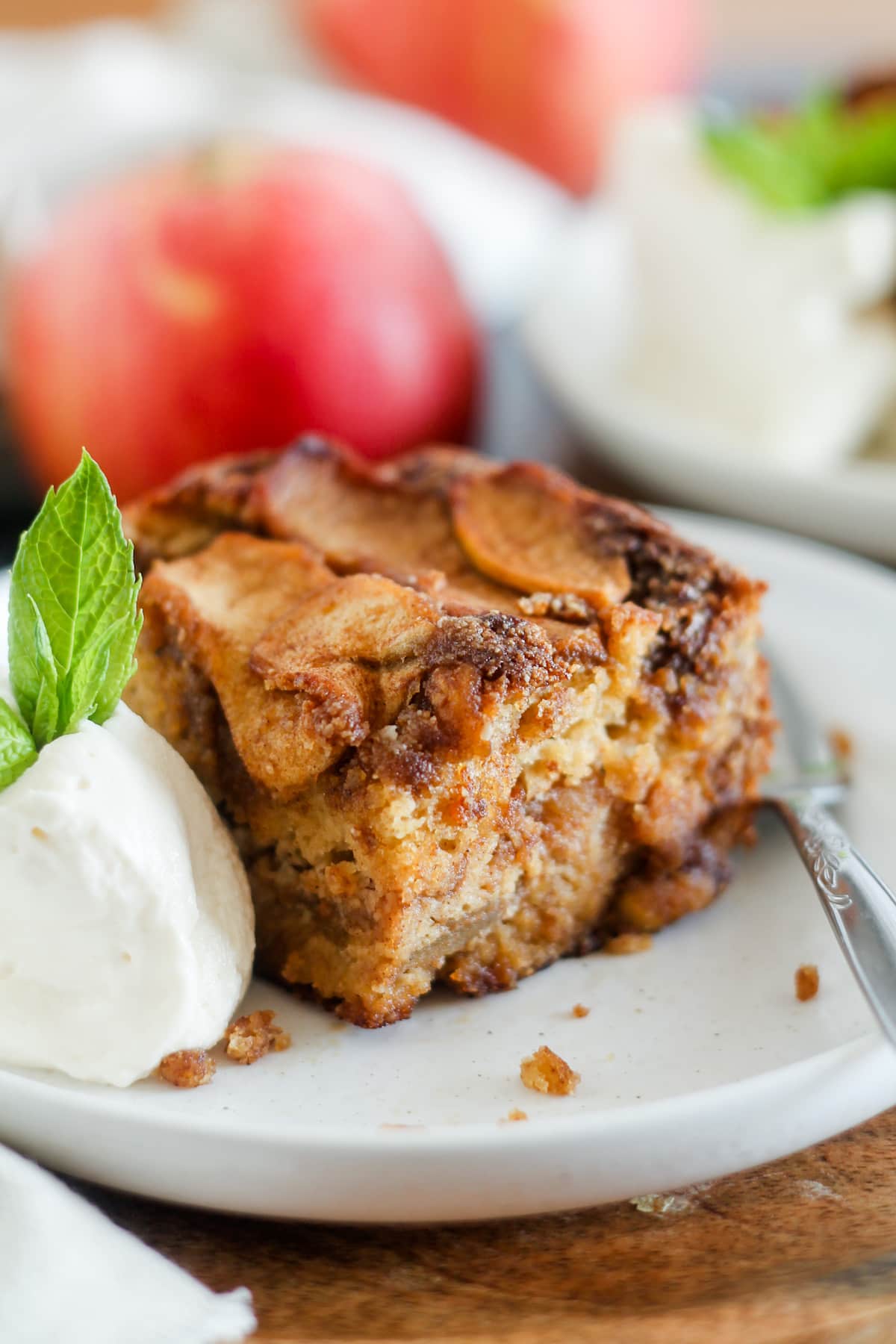 A plate of gluten free apple cake.