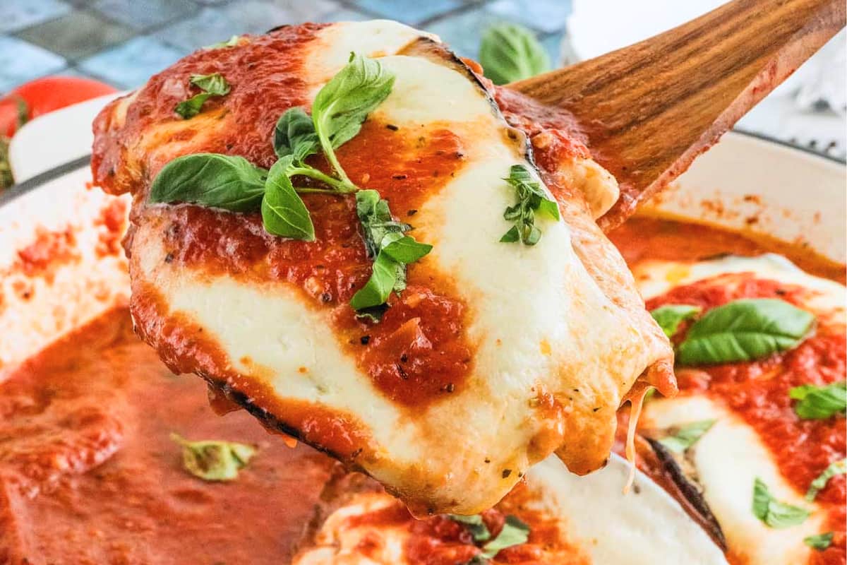 A plate of Chicken Sorrentino.