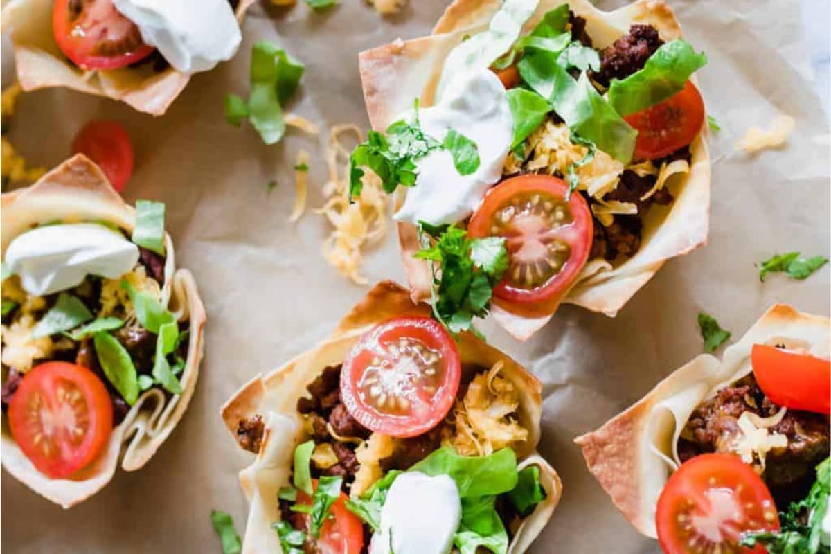 A plate of Taco Cups.
