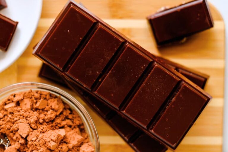 A plate of Homemade Dark Chocolate Bars.