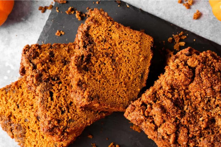 A plate of Pumpkin Chocolate Chip Bread.