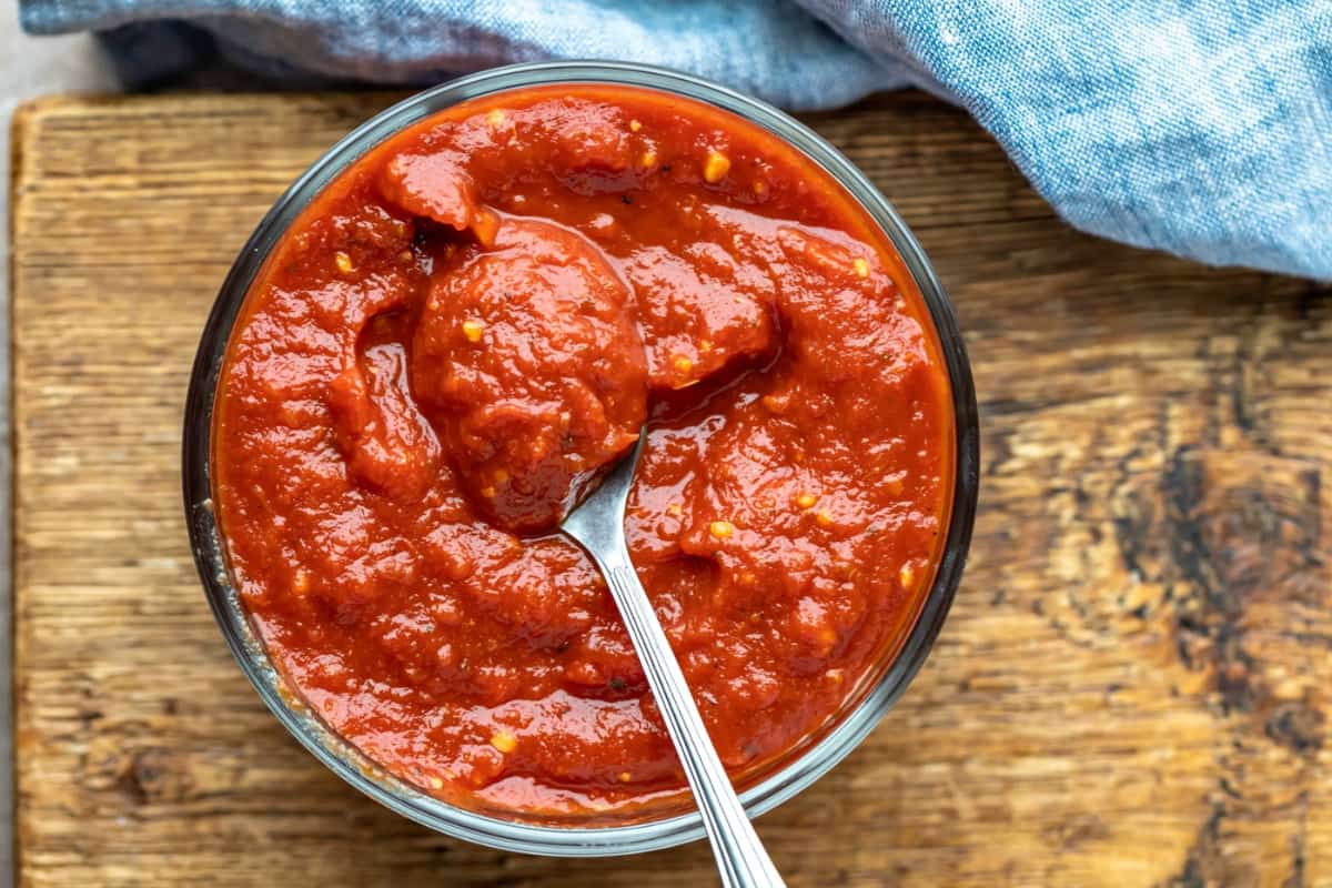 A dish of Homemade Pizza Sauce.
