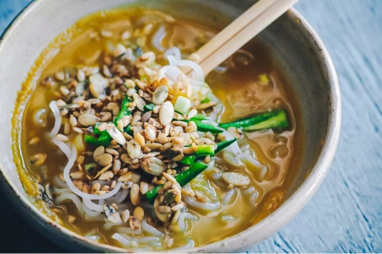 A bowl of Instant Pot Butternut Squash Ramen.