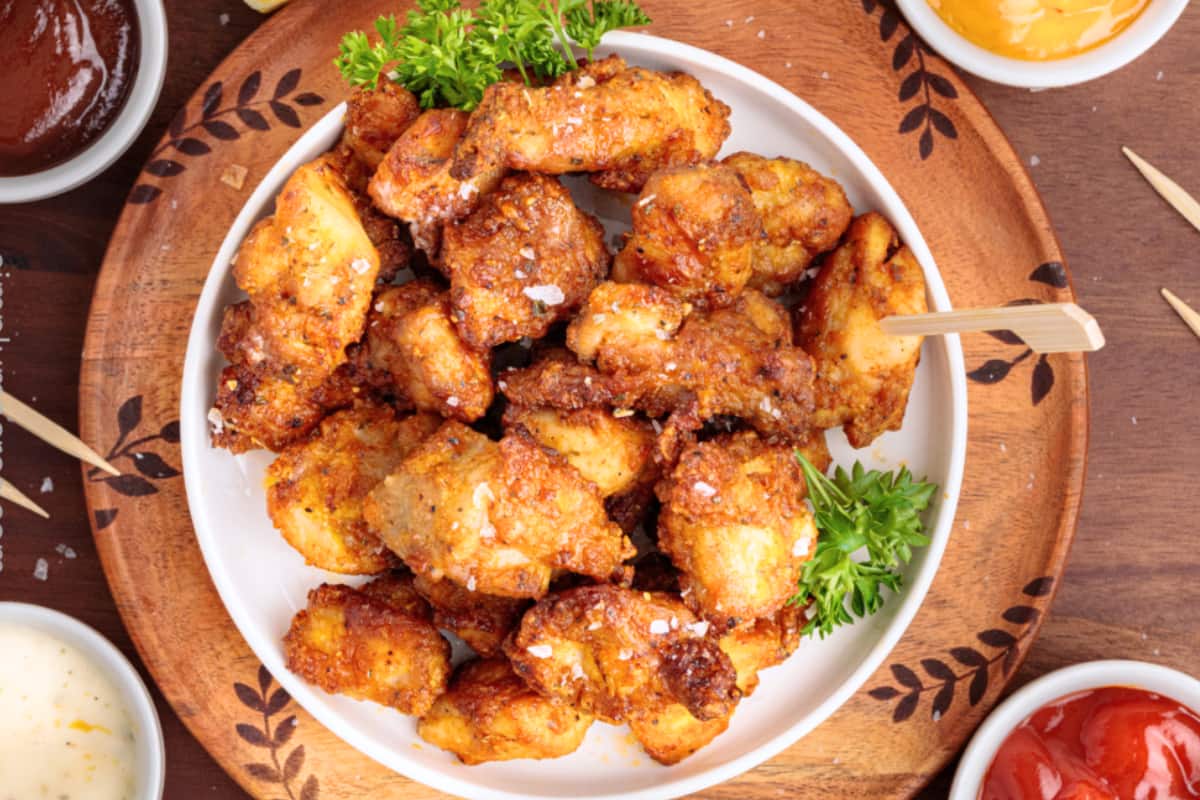 A bowl of Air Fryer Chicken Bites.