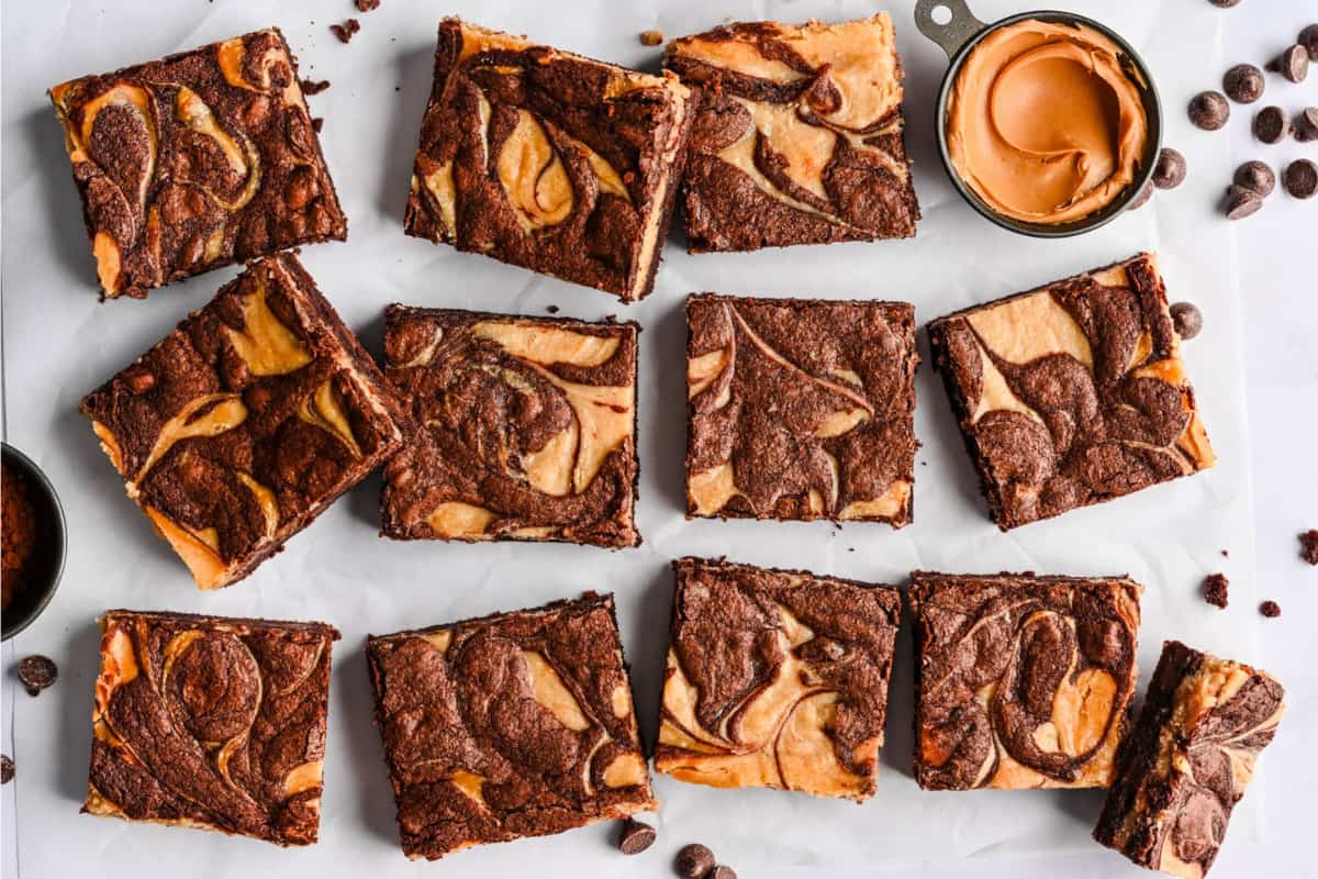 A plate of Peanut Butter Brownies.