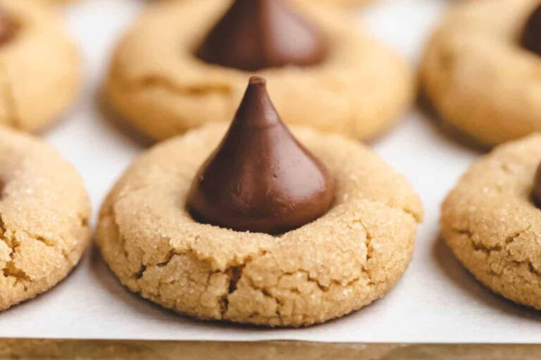 A tray of Peanut Butter Kiss Cookies.