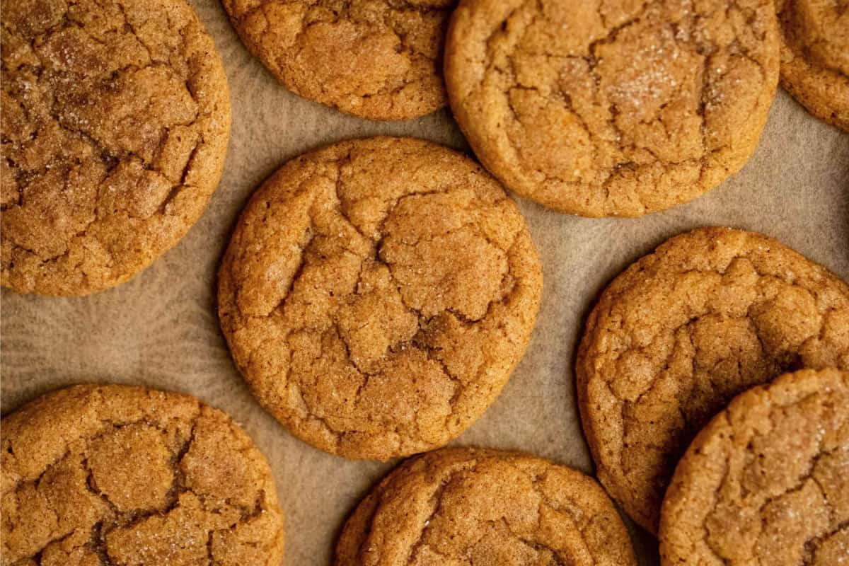 A tray of pumpkin snickerdoodle cookies.