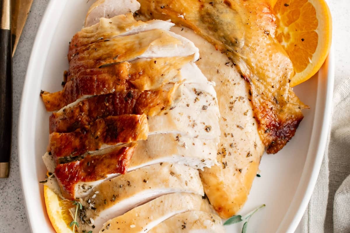 A plate of Roast Turkey Breast.
