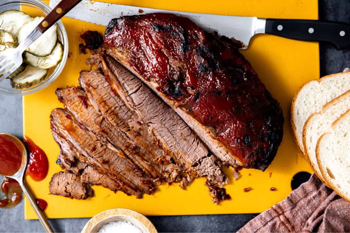 A plate of Slow Cooker Beef Brisket.