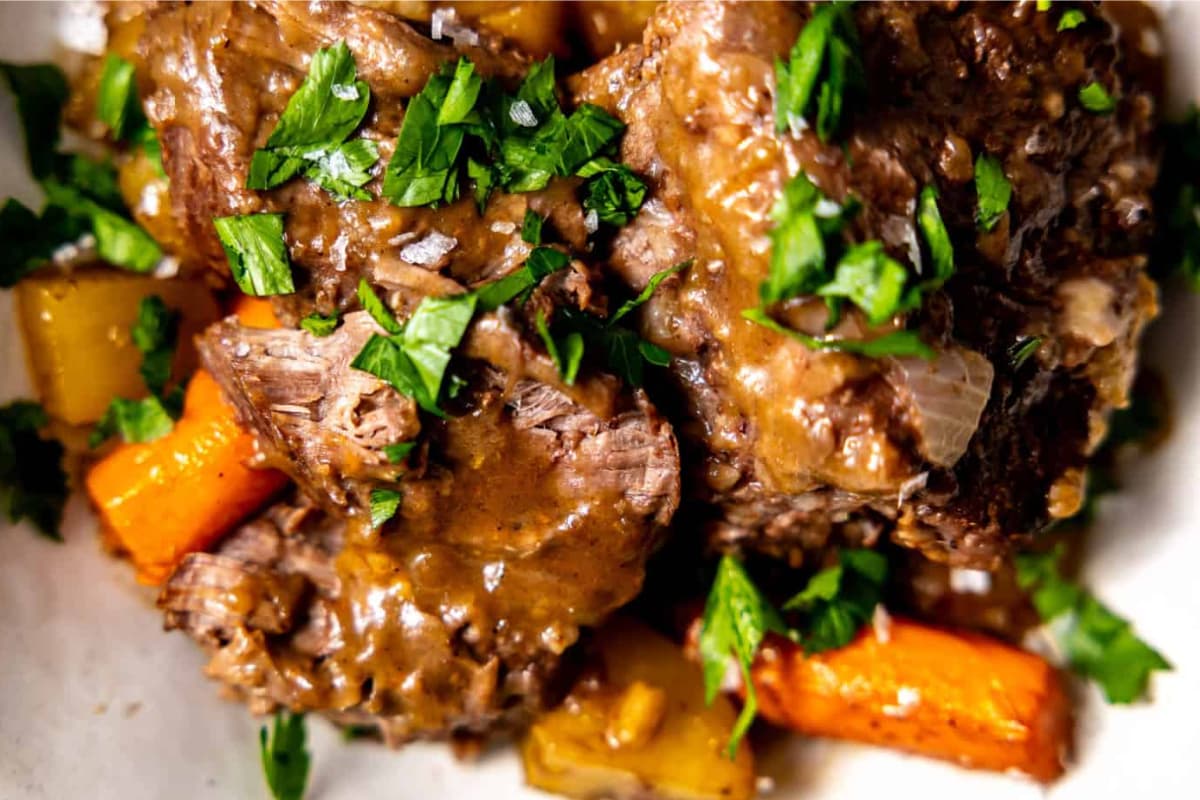 A plate of Slow Cooker Pot Roast.
