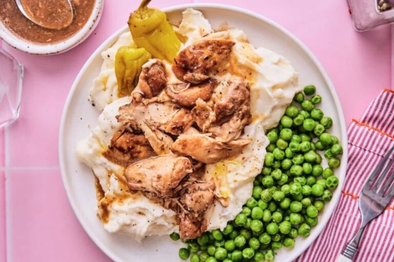 A plate of Slow Cooker Mississippi Chicken.