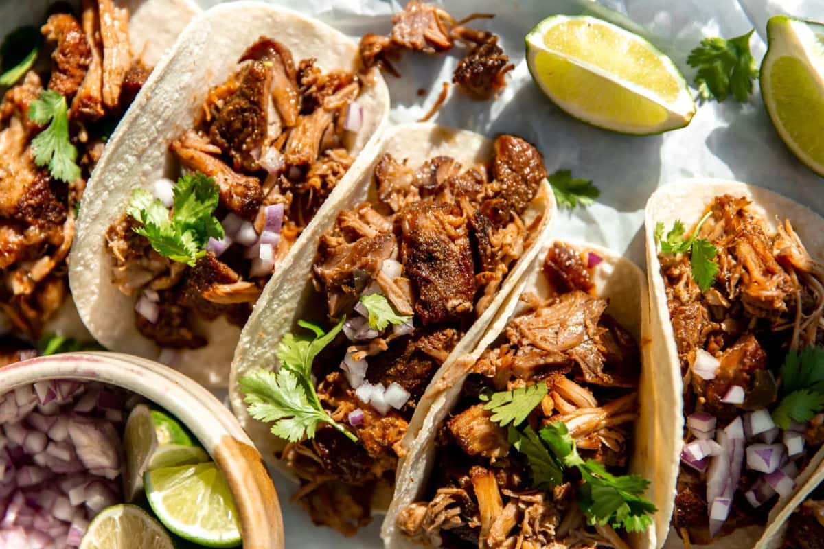 A plate of Slow Cooker Pork Carnitas.