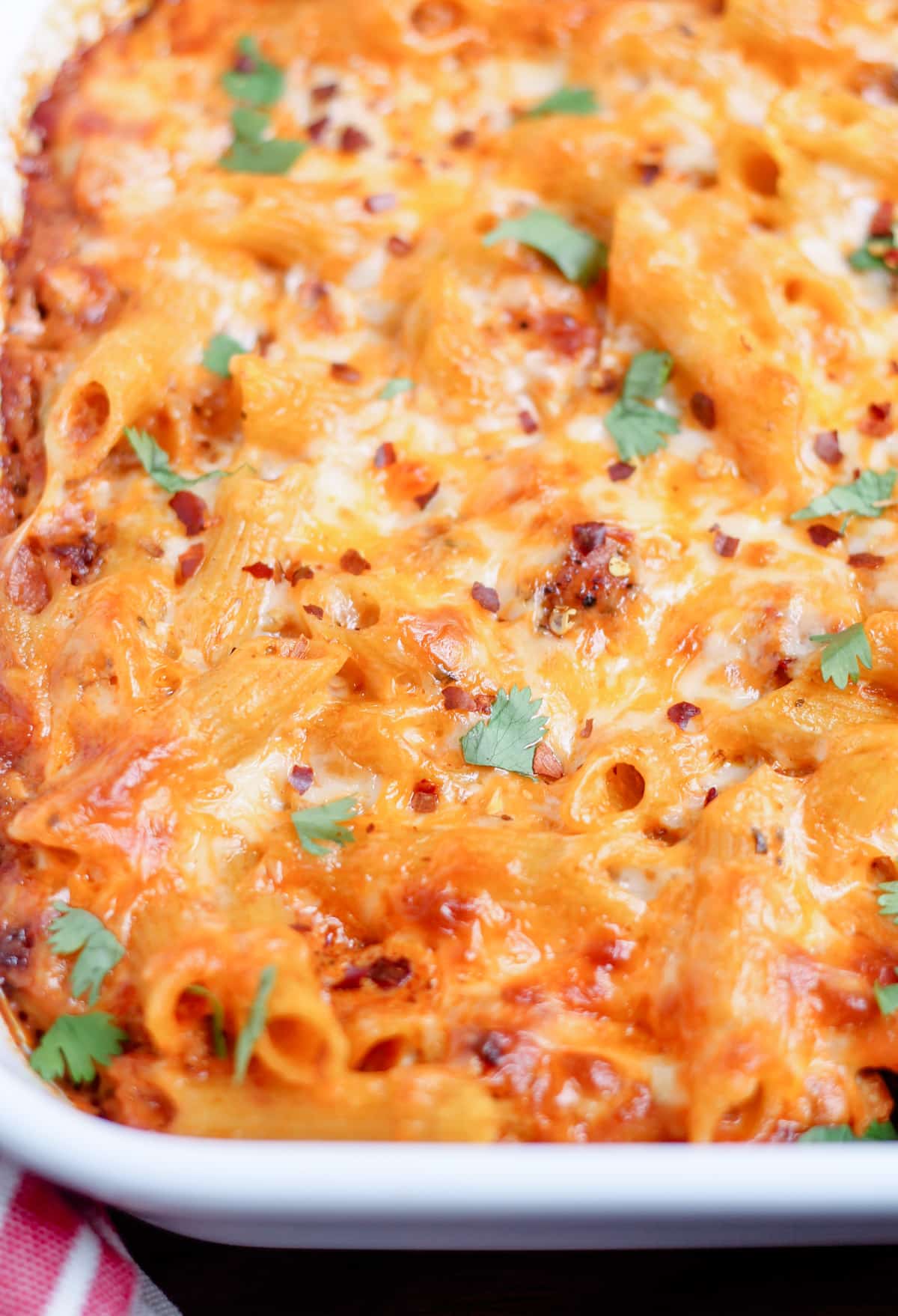 A dish of spicy chicken chipotle pasta.