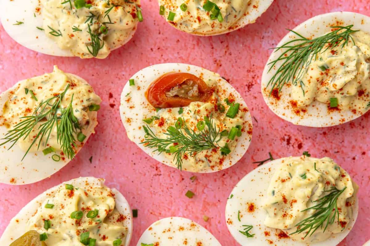 A plate of Jalapeño Deviled Eggs.