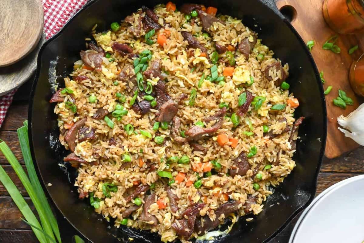 A dish of Steak Fried Rice.
