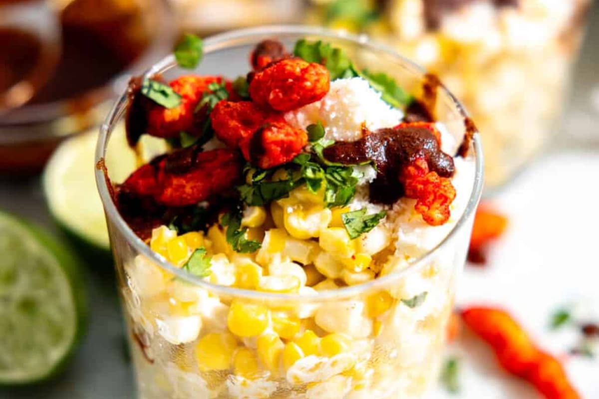 A tray of Street Corn Cups.