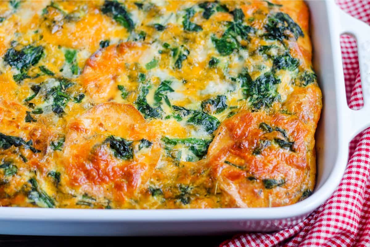 A dish of Sweet Potato Egg Casserole.