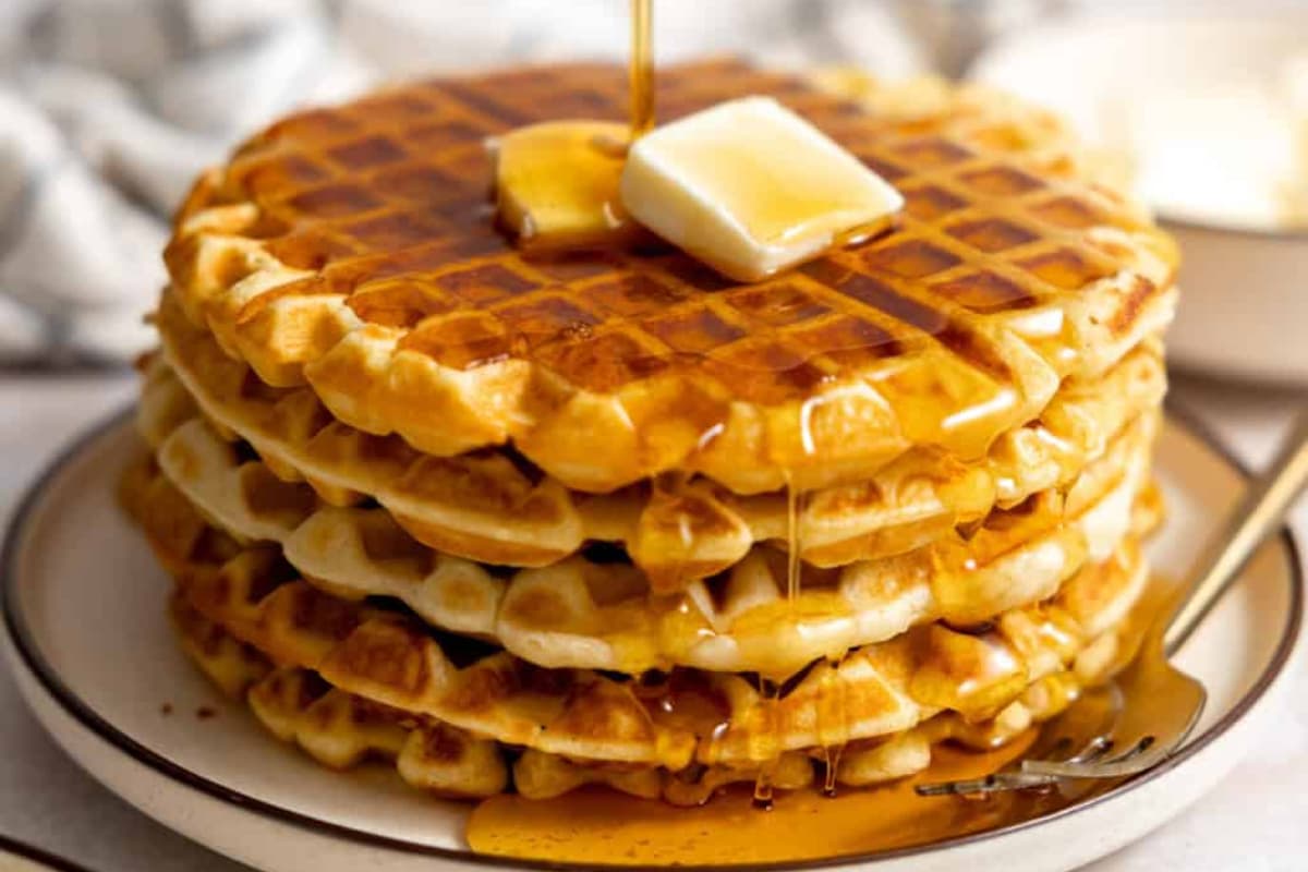 A plate of Everyone’s Favorite Buttermilk Waffles.