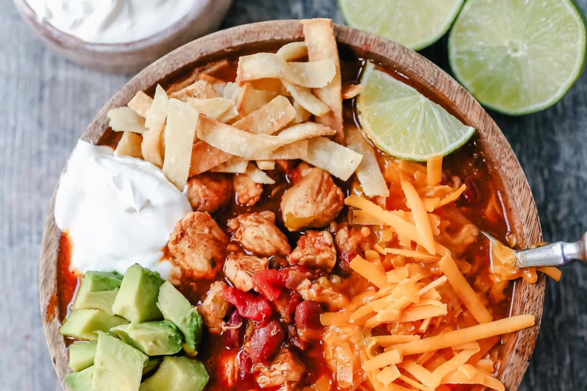 A bowl of Chicken Chili.