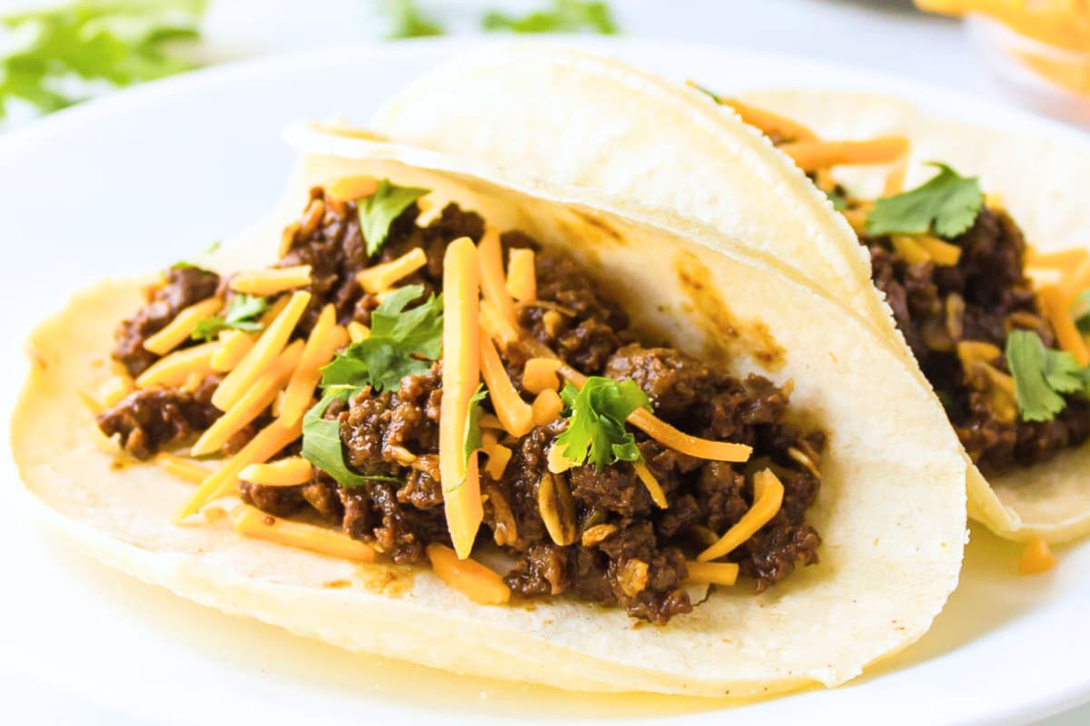 A plate of Instant Pot Copycat Taco Bell Ground Beef.