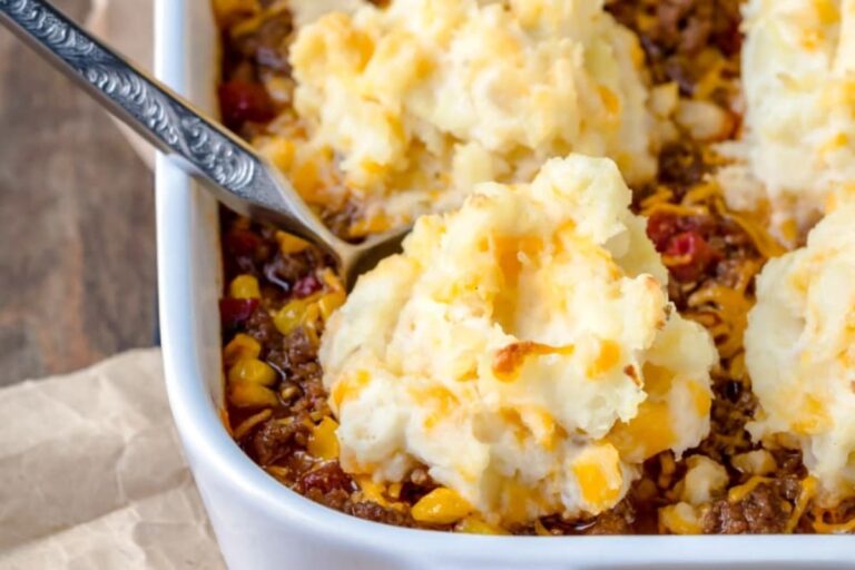 A dish of Barbecue Shepherd’s Pie.