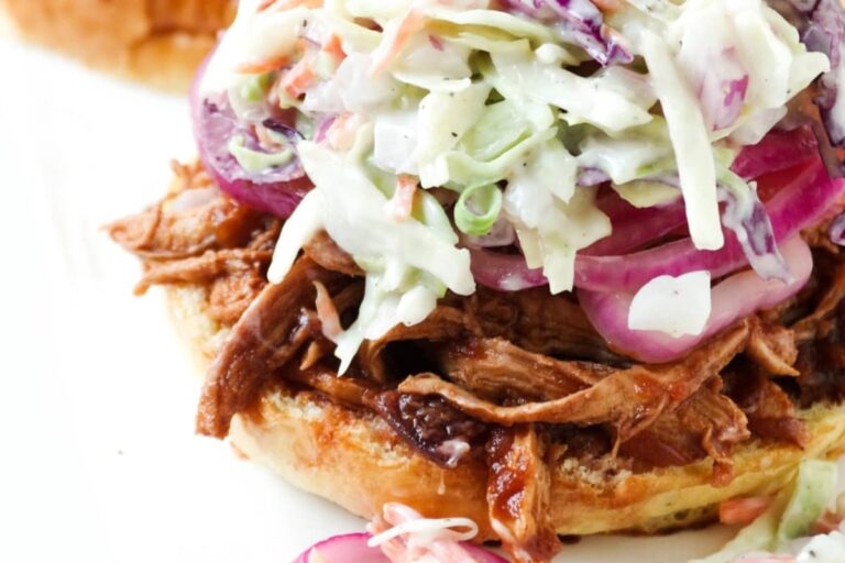 A plate of Cherry BBQ Chicken Sandwiches.