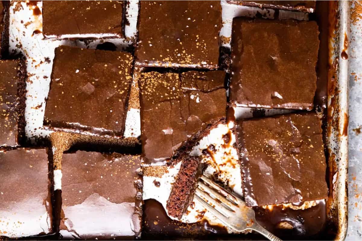 Overhead image of Texas Sheet Cake.